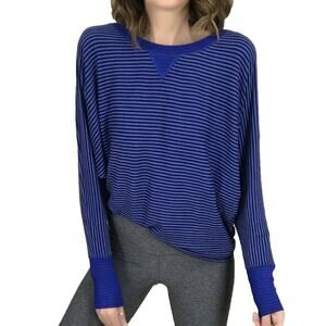 Pink Lotus Dolman Pullover Sz S New $79 French Terry Blue Stripe Long Sleeve Top
